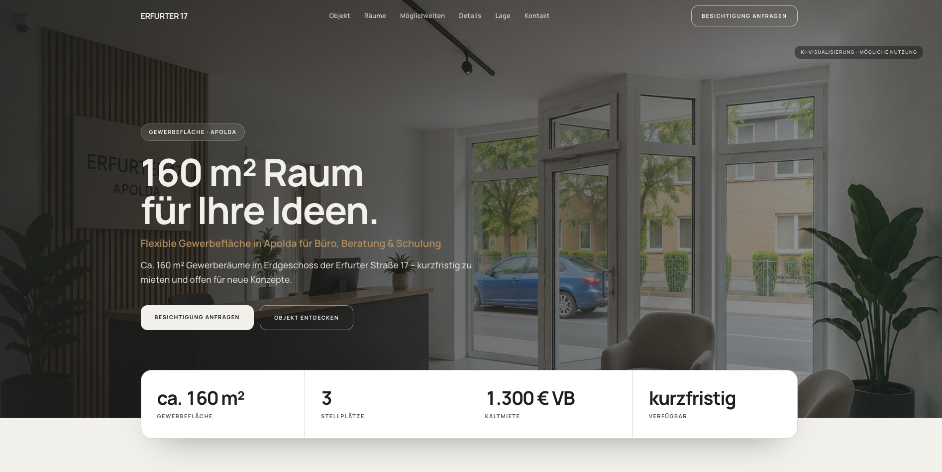 Eigene Landingpage für die Gewerbefläche Erfurter 17